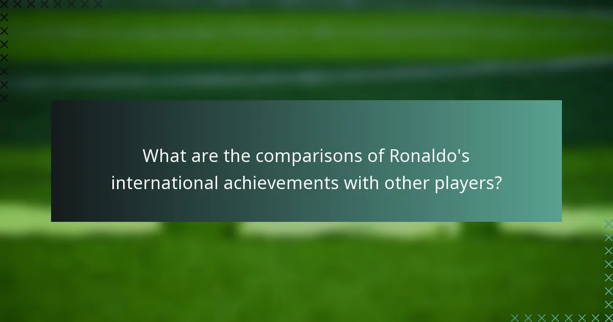 What are the comparisons of Ronaldo's international achievements with other players?
