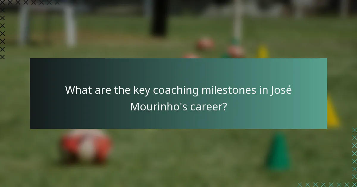 What are the key coaching milestones in José Mourinho's career?