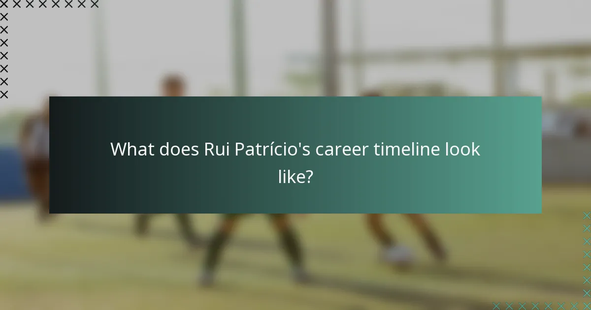 What does Rui Patrício's career timeline look like?